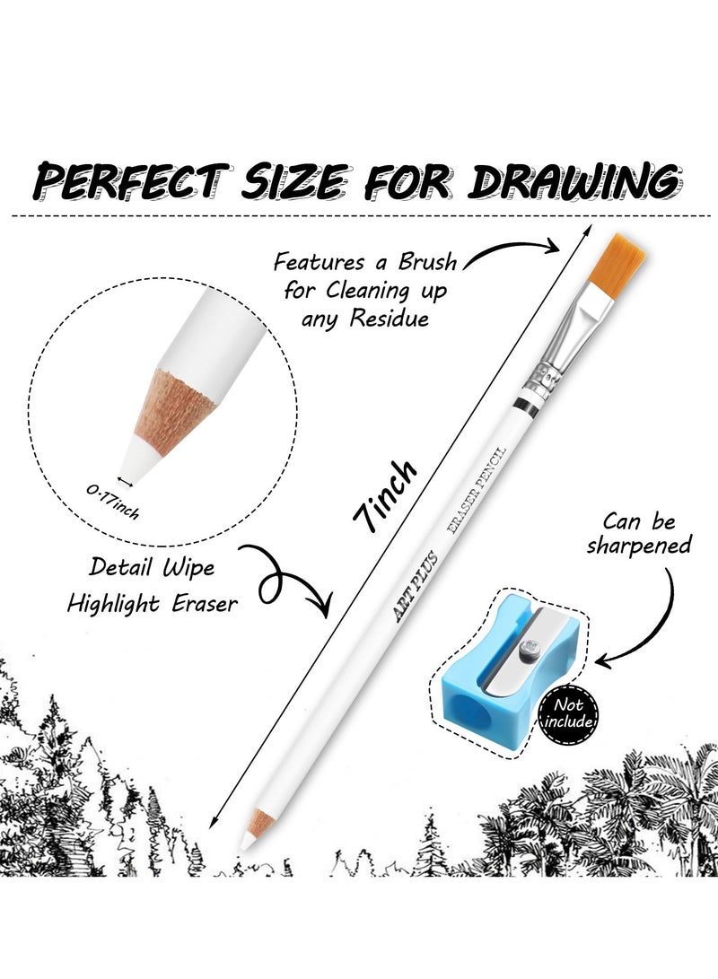 KASTWAVE Eraser Pencils, 12Pcs Eraser Pencil With Brush, for Artists Beginner Eraser Pencils for Sketching Charcoal Drawings Highlight Painting - Image 3