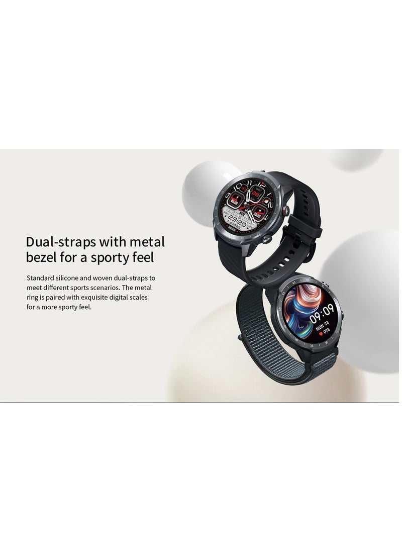 Mibro - A2 Smart Watch, 1.39" HD Touch Display, 70 Sports Modes, Heart Rate Sensor, SpO2 Sensor, Accelerometer, Bluetooth Calling, 2ATM Waterproof, Dual Strap, Black - Image 1