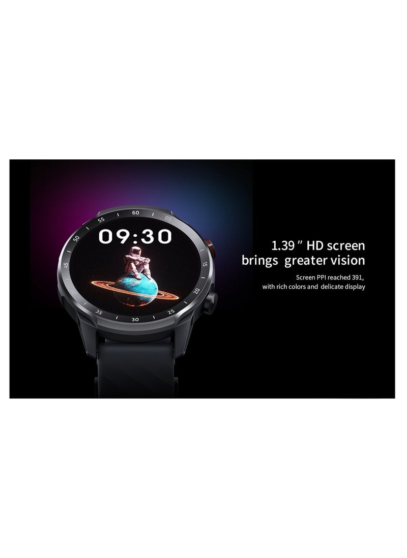 Mibro - A2 Smart Watch, 1.39" HD Touch Display, 70 Sports Modes, Heart Rate Sensor, SpO2 Sensor, Accelerometer, Bluetooth Calling, 2ATM Waterproof, Dual Strap, Black - Image 1