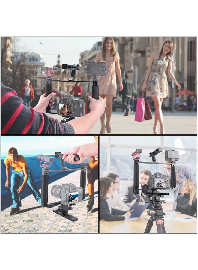 Fantaseal Universal Aluminum Alloy DSLR Mirrorless Camera Camcorder Stabilizer Extension Cage Mount for Mic Monitor Light, Movie Making Rig YouTube Tiktok Vlogging Video Kit w/Phone Holder for Canon Sony Nikon - Image 2