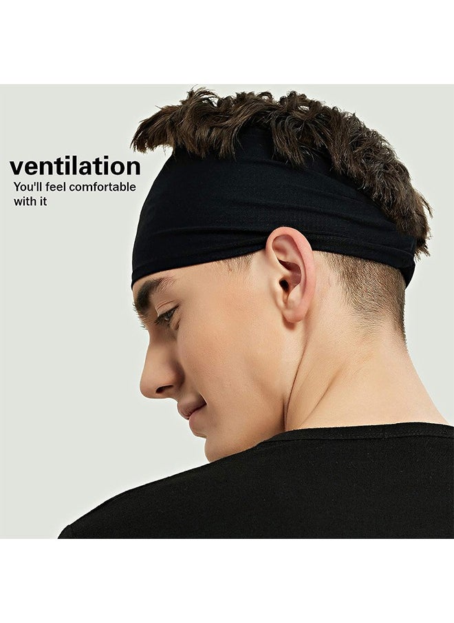 4 Piece Sports Headbands for Men Women, Wicking Moisture Stretchy Workout Headband for Running Cycling Yoga Basketball