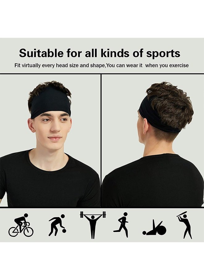 4 Piece Sports Headbands for Men Women, Wicking Moisture Stretchy Workout Headband for Running Cycling Yoga Basketball