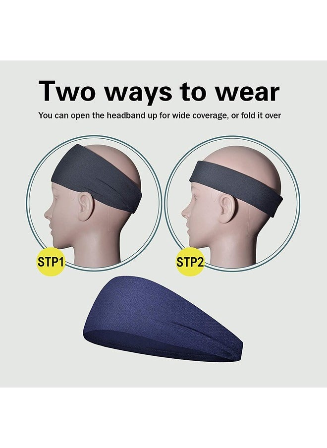 4 Piece Sports Headbands for Men Women, Wicking Moisture Stretchy Workout Headband for Running Cycling Yoga Basketball