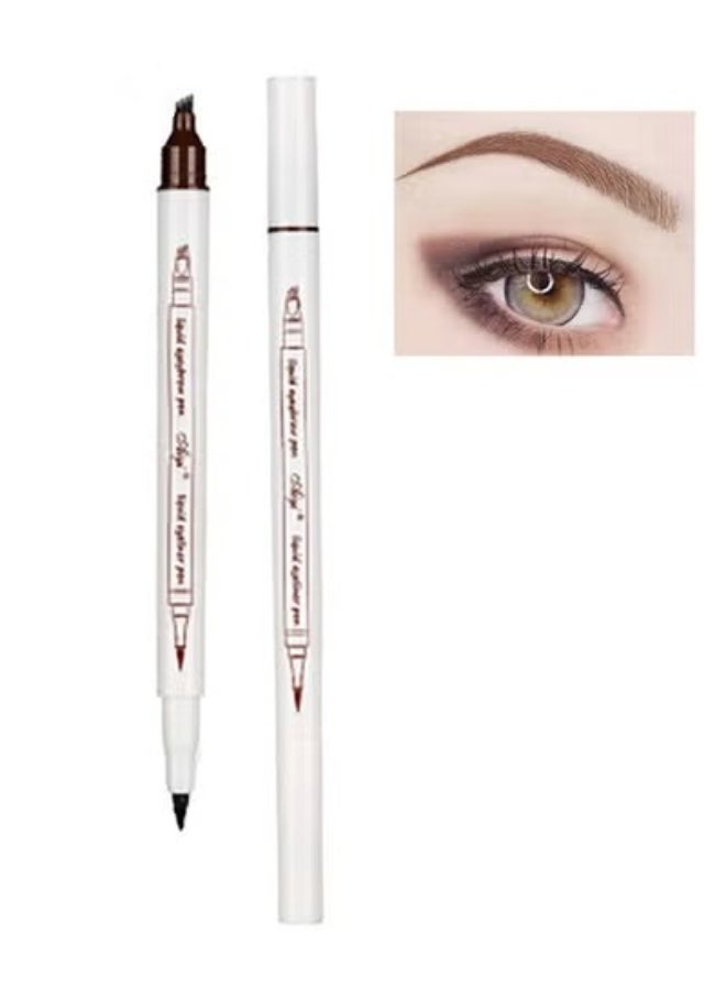 AiYi 2-in-1 Eyebrow Pencil, Liquid Eye Brow Pencil with 2 Heads, Brow Pen for Sharpening, Waterproof Long-lasting, Hair Drawing Pen (Brown) - Image 1
