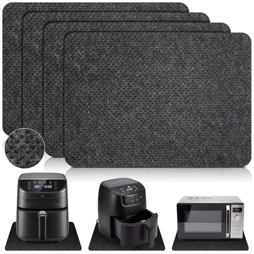 Timtin 4 Pcs Heat Resistant Mat for Air Fryer Kitchen Countertop Protector Mat Kitchen Appliance Pads Non Slip Heat Proof Pad Non Stick Black Coffee Maker Microwave, 16 x 12 Inch - Image 1