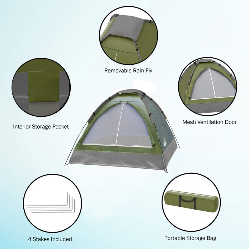 Wakeman 2-Person Camping Tent - Shelter with Rain Fly and Carrying Bag - Lightweight Outdoor Tent for Backpacking, Hiking, and Beach by Wakeman (Green) - Image 3