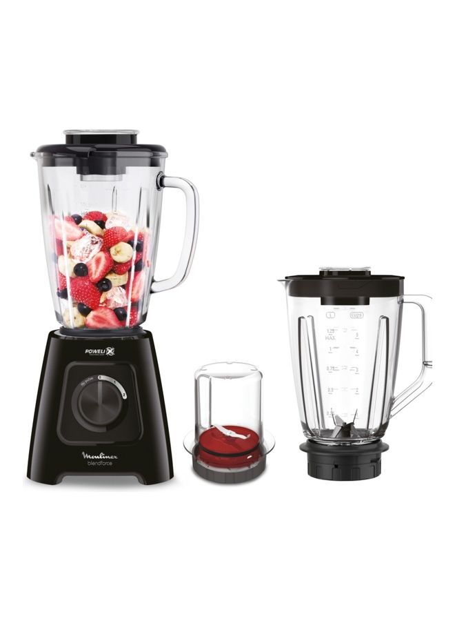 Moulinex Blender, BlendForce 2,  Blender Mixer, with Plastic Jar and Glass Jar, Grinder Accessory, Powelix Technology,  2 Years Warranty 1.25 L 600 W LM42R827 Black - Image 1