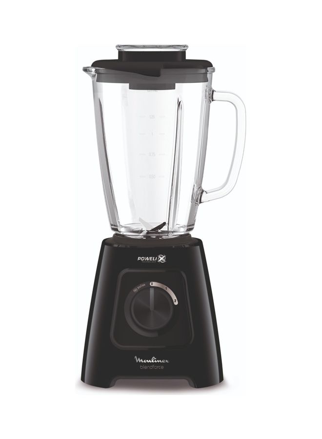 Moulinex Blender, BlendForce 2,  Blender Mixer, with Plastic Jar and Glass Jar, Grinder Accessory, Powelix Technology,  2 Years Warranty 1.25 L 600 W LM42R827 Black - Image 2