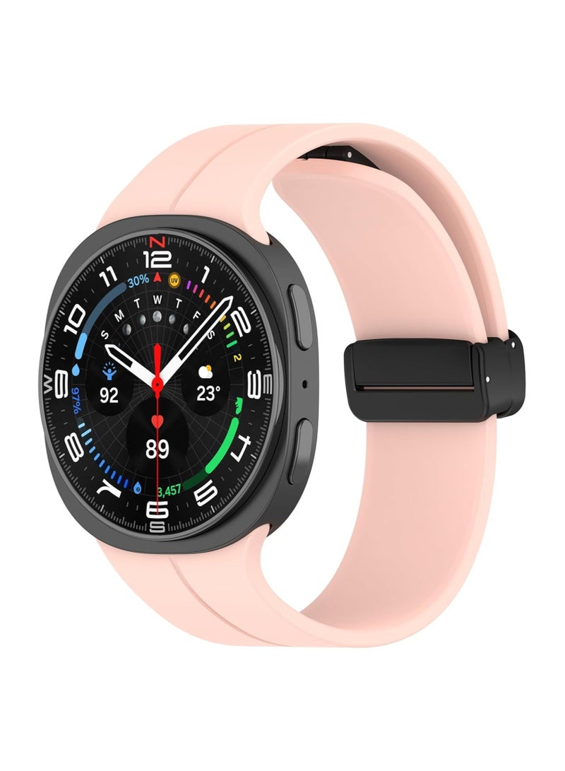 O Ozone Sport Band For Samsung Galaxy Watch 8 40mm/44mm/Classic 46mm , Soft Silicone Strap with Magnetic Buckle for Men Women- Pink Sand - Image 1