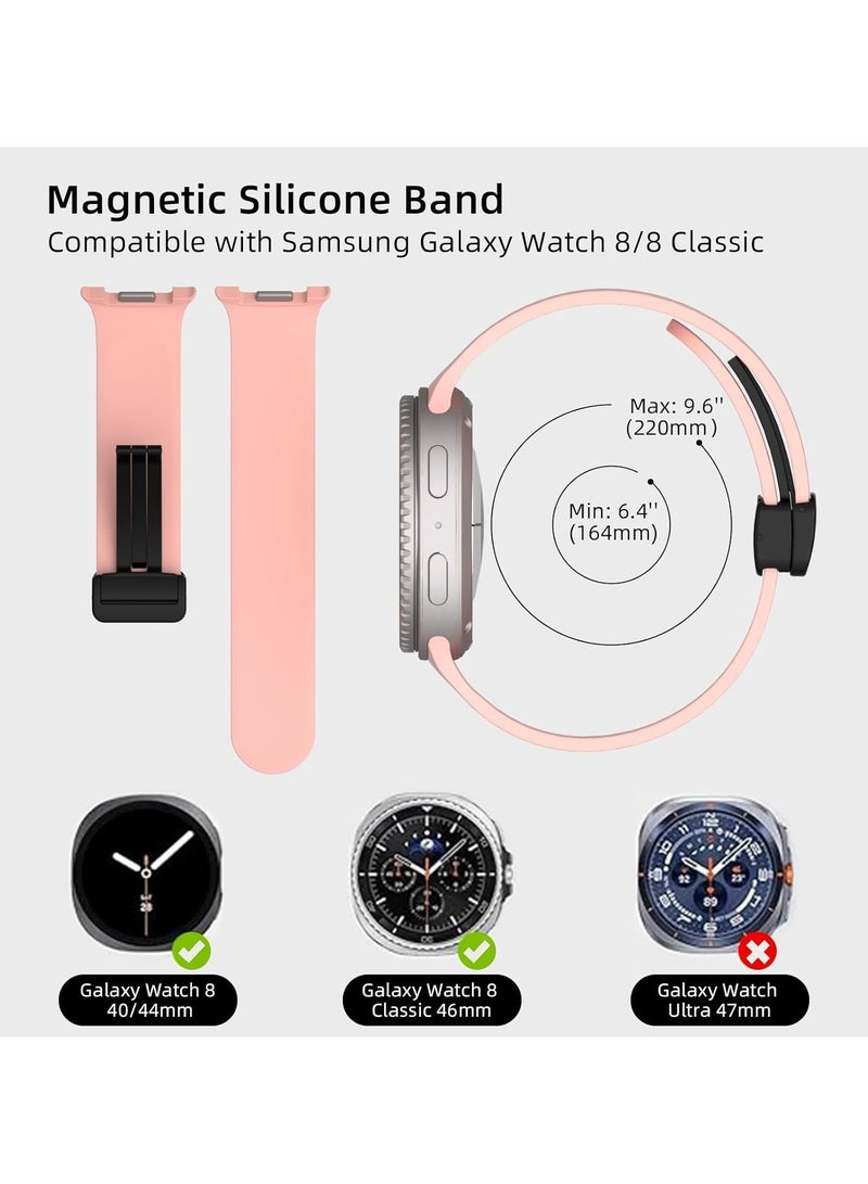 O Ozone Sport Band For Samsung Galaxy Watch 8 40mm/44mm/Classic 46mm , Soft Silicone Strap with Magnetic Buckle for Men Women- Pink Sand - Image 2