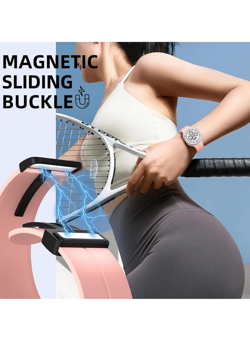 O Ozone Sport Band For Samsung Galaxy Watch 8 40mm/44mm/Classic 46mm , Soft Silicone Strap with Magnetic Buckle for Men Women- Pink Sand - Image 4