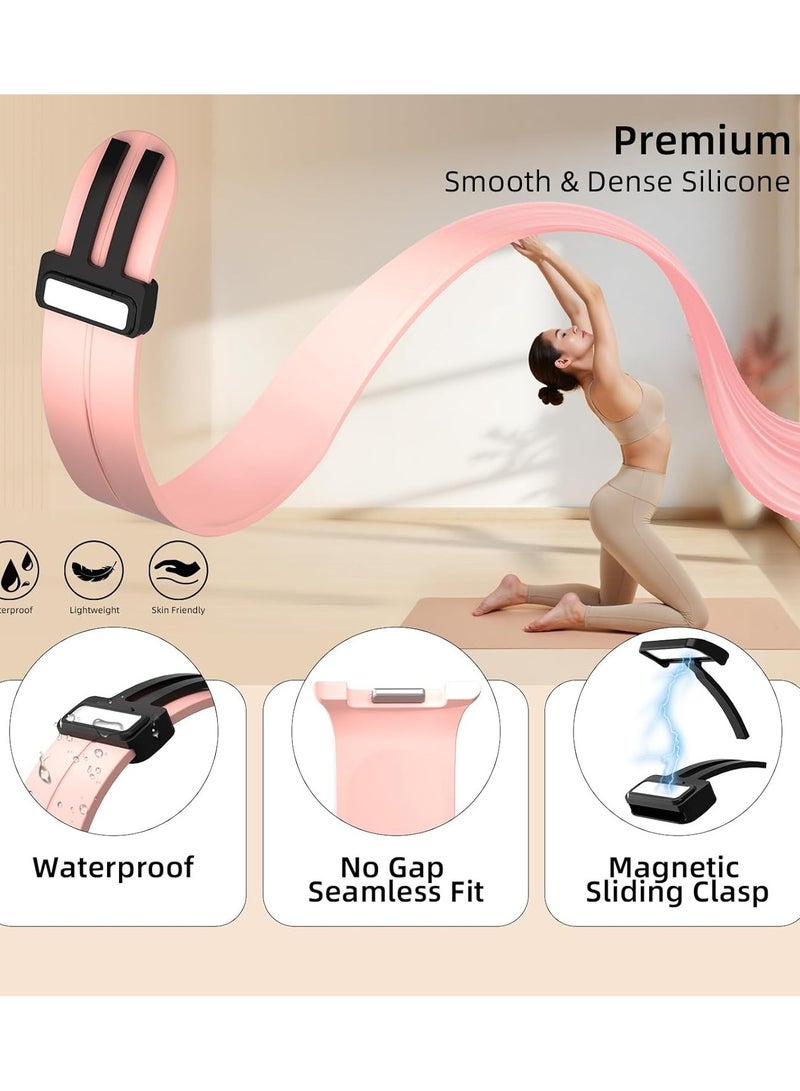 O Ozone Sport Band For Samsung Galaxy Watch 8 40mm/44mm/Classic 46mm , Soft Silicone Strap with Magnetic Buckle for Men Women- Pink Sand - Image 5