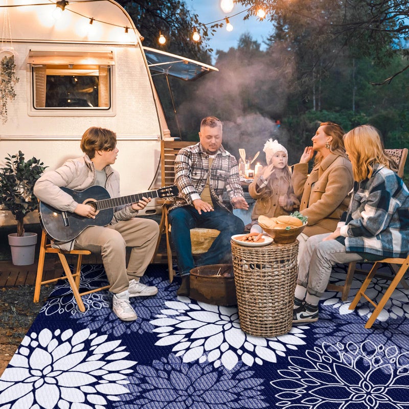 LuxStep Outdoor Rug Waterproof Outdoor Plastic Straw Rug Reversible Patio Rug Mat Outdoor Decor Large Area Mats for RV, Picnic, Backyard, Deck, Balcony, Porch, Beach, Camping, 5' x 8' Blue - Image 2