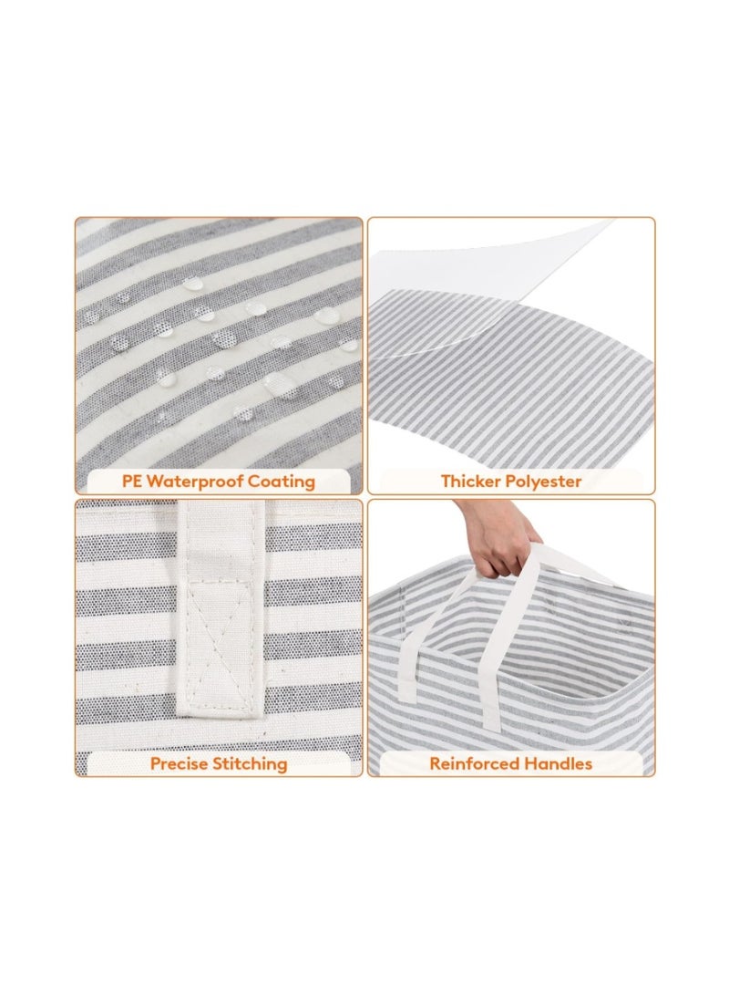 Purfex 2-Pack Laundry Basket 80L, Waterproof, Freestanding Large Laundry Hamper, Collapsible Tall with Easy Carry Handles for Clothes Room Bedroom Bathroom Dorm - (Grey) - Image 4