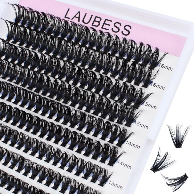 LAUBESS Cluster Lashes Mixed Length 50D 240 Individual Lashes D Curl Lash Clusters Volume Eyelash Clusters DIY Lash Extension Kit Fluffy Cluster Eyelash Extensions (50D-0.07D, 9-16mm) - Image 1