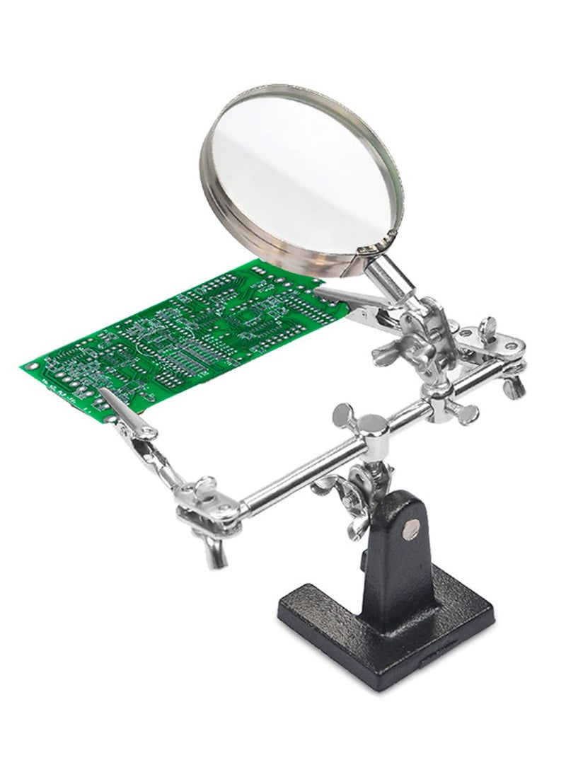 2.5x Magnifier Helping Hands Soldering Station with Adjustable Alligator Clips, Perfect for Crafting, Jewelry Making, and Micro Object Handling - Image 1