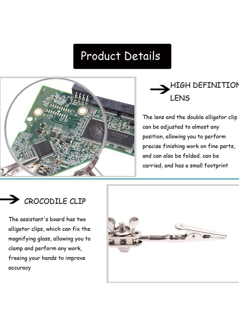 2.5x Magnifier Helping Hands Soldering Station with Adjustable Alligator Clips, Perfect for Crafting, Jewelry Making, and Micro Object Handling - Image 3