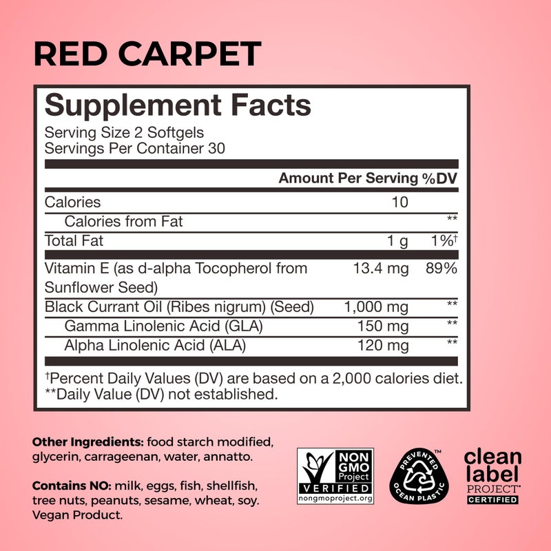 HUM Red Carpet Skin & Hair Vitamins for Women with Omega 3 Fatty Acids, Vitamin E, and Black Currant Seed Oil, Supplement for Skin Health & Healthy Hair Follicles Support, 60 Count - Image 5