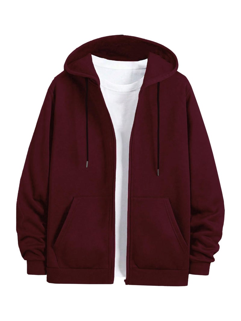 TOPLOT Men's Jacket | Stylish Outerwear Design | Comfortable Fit Wear | Functional Layering Style | Trendy Look Structure |Solid Jacket | Perfect for Casual & Outdoor Wear (5214_XL_Maroon) - Image 5