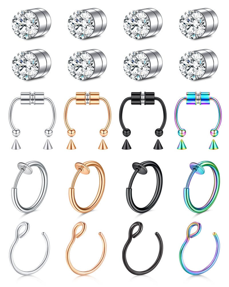 Mayhoop Fake Magnetic Nose Ring, Septum Fake Nose Ring Hoop, Stud, Fake Nose Piercing Earrings for Women Men - Image 1