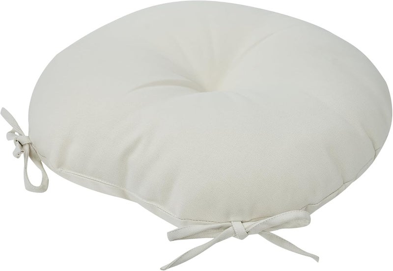 FUNHOME Bistro Chair Cushions 15 inch,Set of 2,Tufted Round Chair Cushions with Ties,15"x15"x4",Water Resistant Round Seat Cushion for Barstool Chairs,Patio Garden Kitchen Outdoor Furniture(Cream White) - Image 5