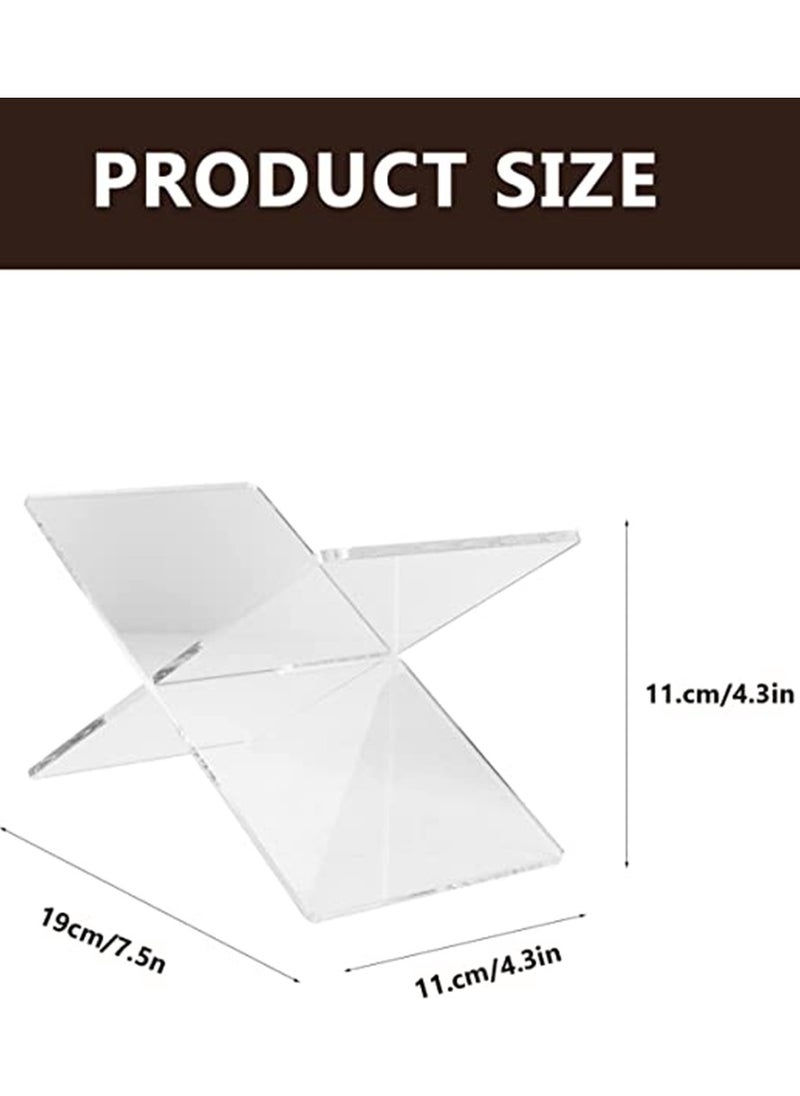 Acrylic Quran Stand Holder, X- shaped Clear Display Easel Mini Clear Acrylic Book Stand for Open and Closed Books (7. 5 x 4. 3 Inch)