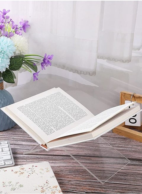 Acrylic Quran Stand Holder, X- shaped Clear Display Easel Mini Clear Acrylic Book Stand for Open and Closed Books (7. 5 x 4. 3 Inch)
