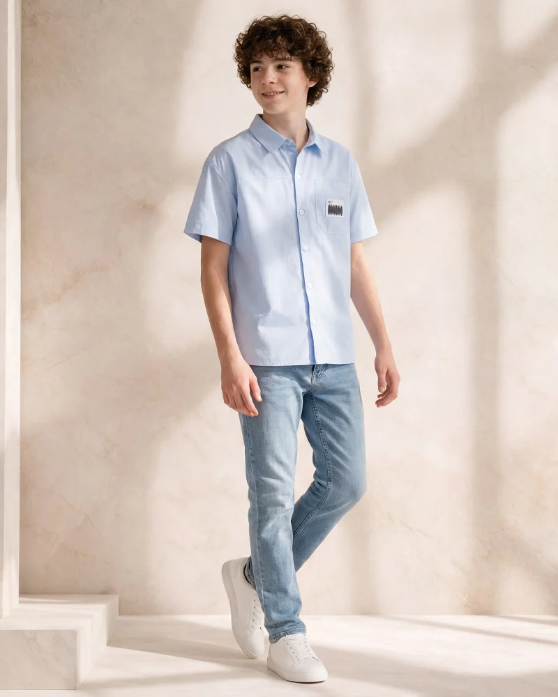 ردتاغ Boys Blue Printed Shirt