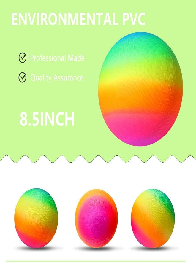 YNHFIFI Playground Ball, 8.5 Inch Rainbow Kickball for Kids Adults Indoor & Outdoor Dodgeball Handball Four Square Ball Schoolyard Game - Image 2