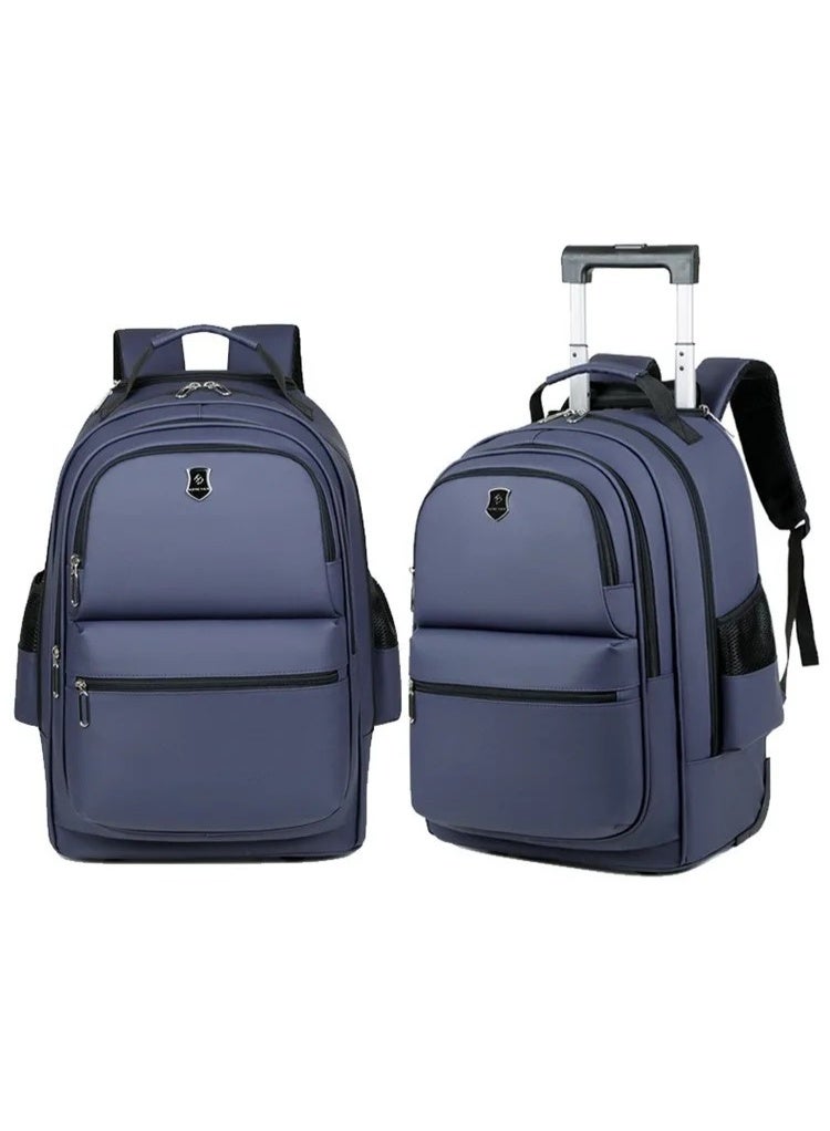 حقيبة ظهر بعجلات للسفر مزودة بمقبض قابل للسحب – مقاس 18 بوصة، مناسبة للأعمال والمدارس، للرجال والنساء، متعددة الجيوب، مقاومة للماء وقابلة للتحويل - Image 1