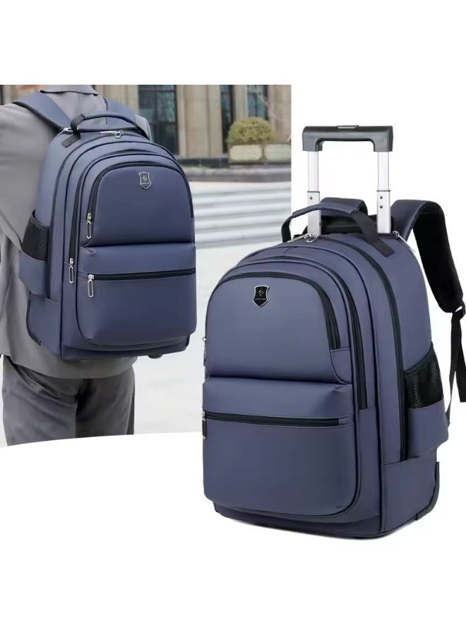 حقيبة ظهر بعجلات للسفر مزودة بمقبض قابل للسحب – مقاس 18 بوصة، مناسبة للأعمال والمدارس، للرجال والنساء، متعددة الجيوب، مقاومة للماء وقابلة للتحويل - Image 3