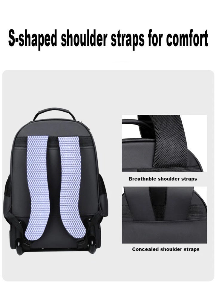حقيبة ظهر بعجلات للسفر مزودة بمقبض قابل للسحب – مقاس 18 بوصة، مناسبة للأعمال والمدارس، للرجال والنساء، متعددة الجيوب، مقاومة للماء وقابلة للتحويل - Image 5