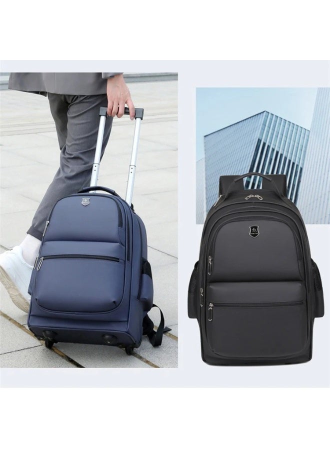 حقيبة ظهر بعجلات للسفر مزودة بمقبض قابل للسحب – مقاس 18 بوصة، مناسبة للأعمال والمدارس، للرجال والنساء، متعددة الجيوب، مقاومة للماء وقابلة للتحويل - Image 4