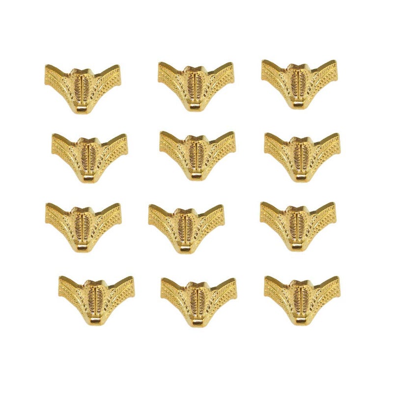 Ximimark صندوق زيميمارك الخشبي العتيق مع أقدام زخرفية وحماية زوايا معدنية 12 قطعة ذهبية