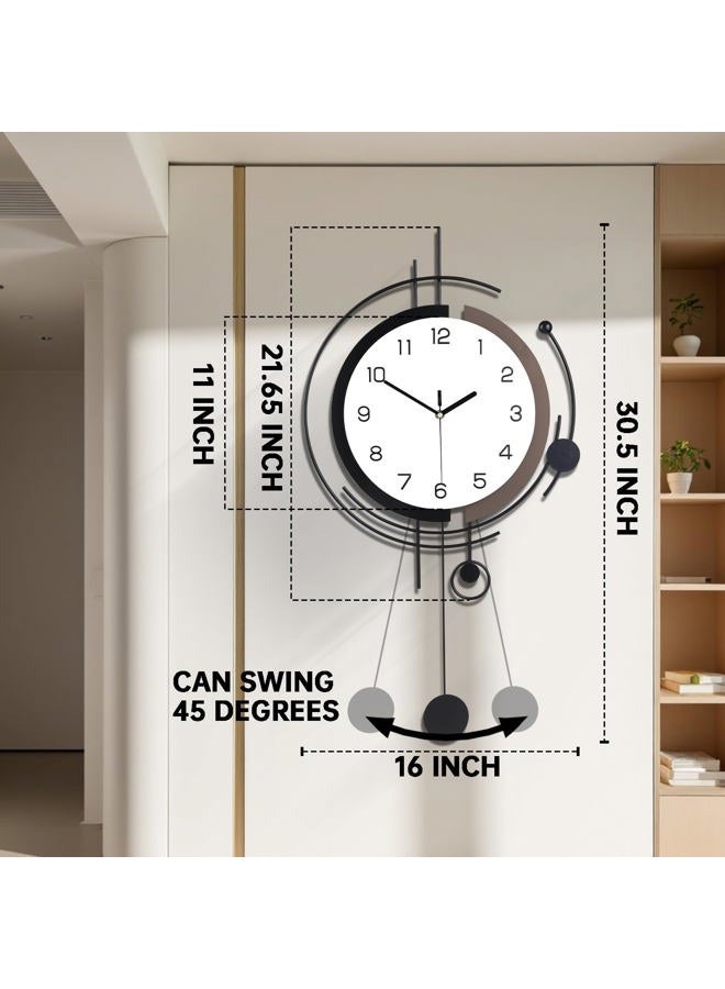 Dankeit Wall Clock with Pendulum,Silent Quality Quartz Battery Operated,Large Wall Clocks for Living Room Kitchen Home Bathroom Bedroom Wall Decor,16x30.5inch(Black) - Image 3