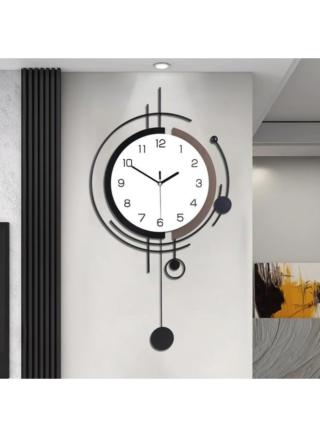 Dankeit Wall Clock with Pendulum,Silent Quality Quartz Battery Operated,Large Wall Clocks for Living Room Kitchen Home Bathroom Bedroom Wall Decor,16x30.5inch(Black) - Image 1