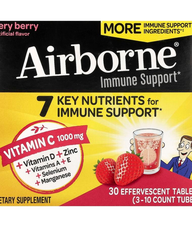 Immune Support Supplement Very Berry 3 Tubes 10 Effervescent Tablets Each