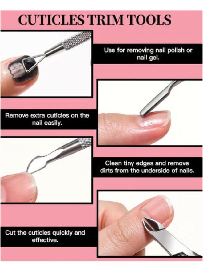 general Nail Care Sets, Nail File 100/180, Women's Nail Sets, Nail Buffer Blocks, Cuticle Clippers, Cuticle Trimmer, Cuticle Pusher, Manicure Tools, Manicure Sets, Pedicure and Nail Tools (12PCS) - Image 4