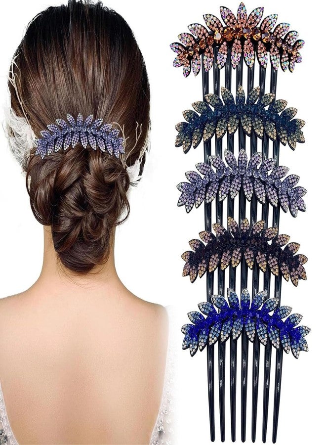 VORSET 2 PCS Women Flower Hair Comb Pins Rhinestone Slide Clips Hair Barrettes Bride Wedding Headdress Hair Accessories MULTICOLOR - Image 3