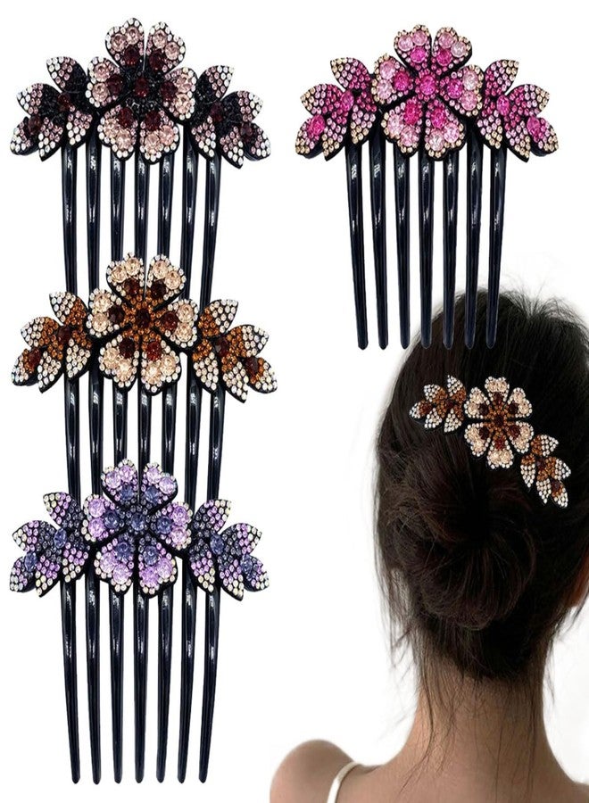 VORSET 2 PCS Women Flower Hair Comb Pins Rhinestone Slide Clips Hair Barrettes Bride Wedding Headdress Hair Accessories MULTICOLOR - Image 1