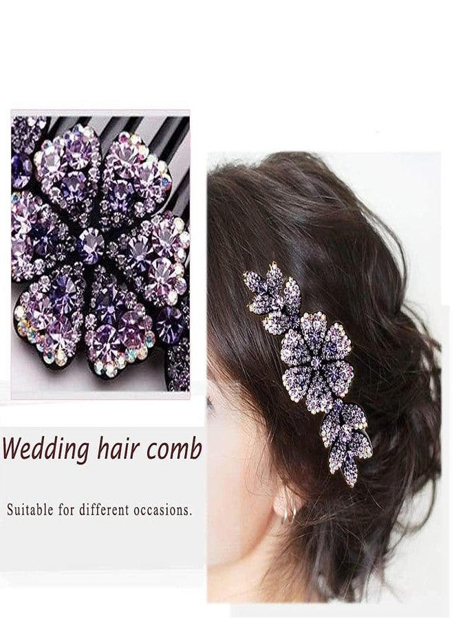 VORSET 2 PCS Women Flower Hair Comb Pins Rhinestone Slide Clips Hair Barrettes Bride Wedding Headdress Hair Accessories MULTICOLOR - Image 4