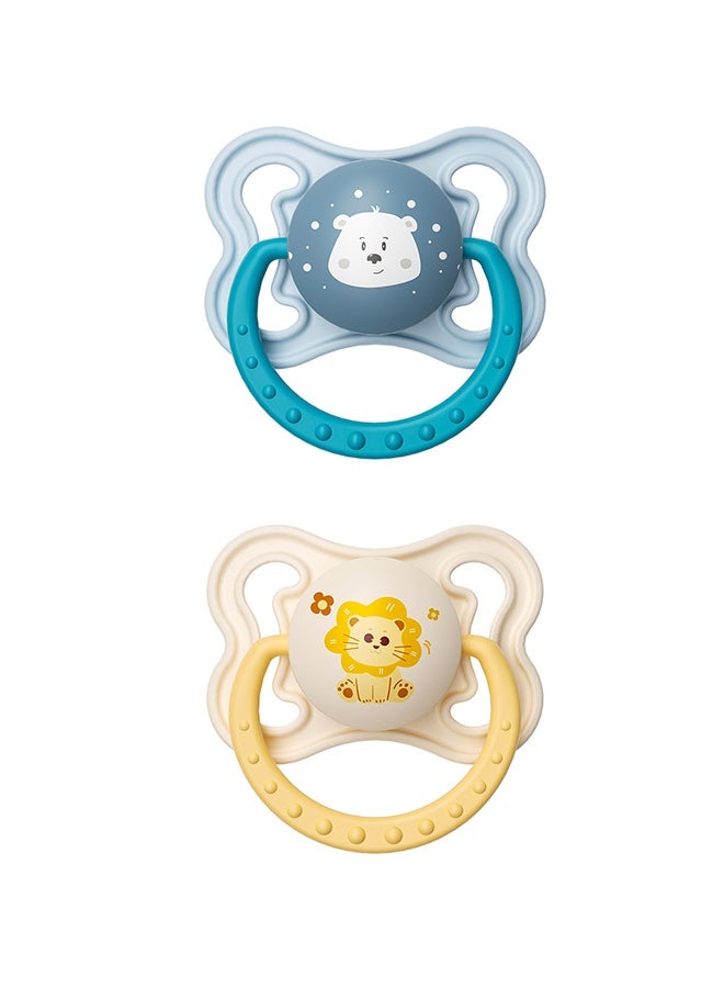 2 Ultra-soft Dummies, BPA-free Pacifiers for Babies from 6 to 18 Months, Bears, Lions, Pacifier Shapes Help Promote Healthy Oral Development - Image 1