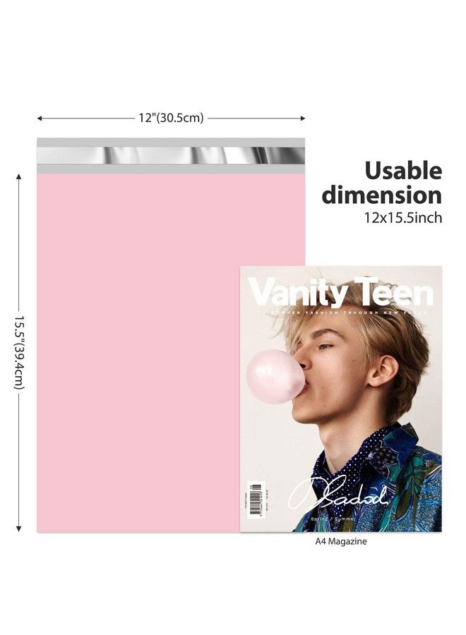 Fuxury Poly Mailers 12X15.5Inch 50 Pcs Waterproof Shipping Bags For Clothing Strong Adhesive Shipping Envelopes For Small Business Self Seal Mailers Poly Bags Mailing Envelopes Light Pink - Image 2