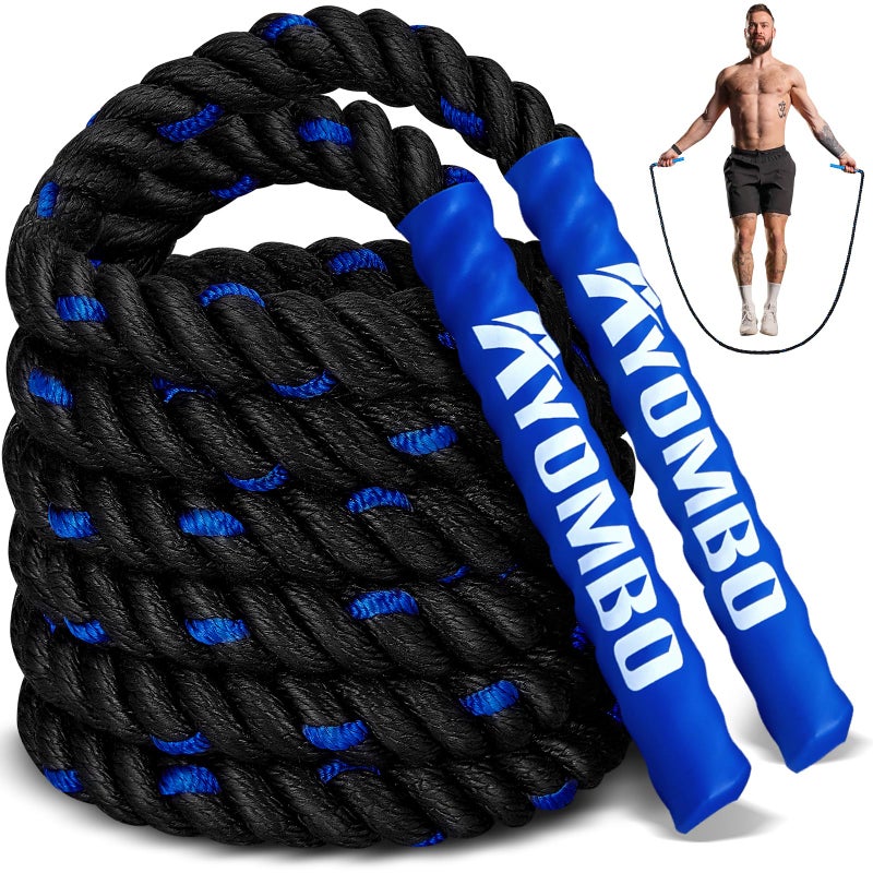 Ayombo Jump Rope, Weighted Jump Rope for Fitness, 1 lb Heavy Jump Ropes for Men Women Kids, Battle Skipping Ropes for Exercise, Training Muscle Strength Speed Home Gym Workout Equipment - Image 1
