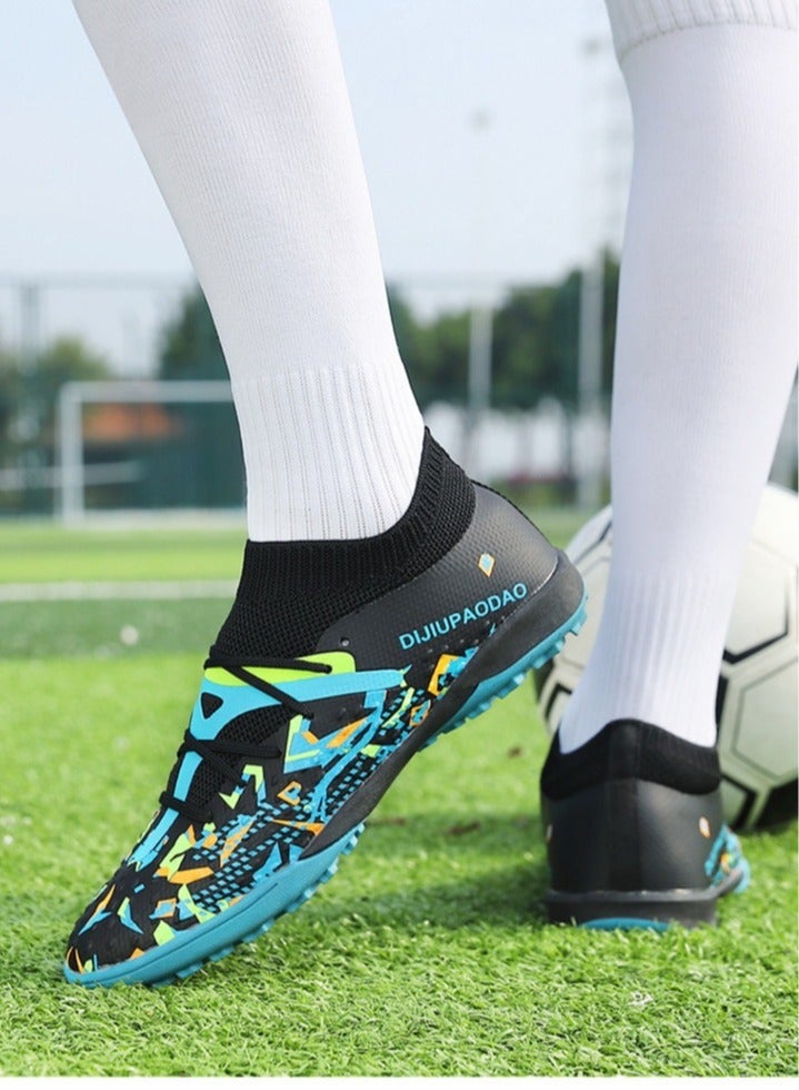 SKT Shiketro High-Top Seamless Flying Woven Shoes, Professional Grass Training Shoes, Lingdong Shock-Absorbing Breathable Shoes, Long-Spike And Broken-Spike Breathable And Non-Slip Outdoor Shoes For Men And Women, - Image 2