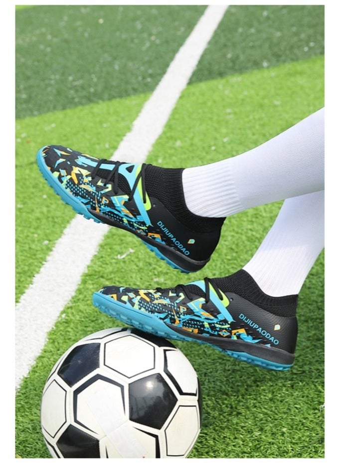 SKT Shiketro High-Top Seamless Flying Woven Shoes, Professional Grass Training Shoes, Lingdong Shock-Absorbing Breathable Shoes, Long-Spike And Broken-Spike Breathable And Non-Slip Outdoor Shoes For Men And Women, - Image 4