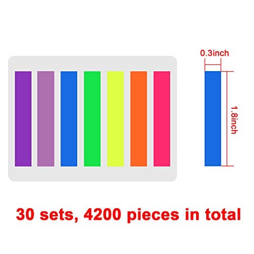 SIQUK 4200 Pieces Flag Tabs Colored Page Markers Sticky Index Tabs Page Flags, 30 Sets 7 Colors - Image 2