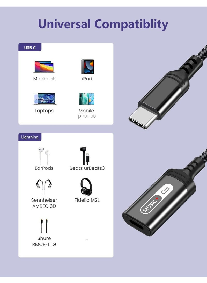 USB C to Lightning Audio Adapter USB Type C Male to Lightning Female Headphones Converter Compatible with iPhone 15/15Pro, iPad Pro, Galaxy S23/S22, MacBook USB C Laptop(Audio Only, Not for Charging)  - Image 2