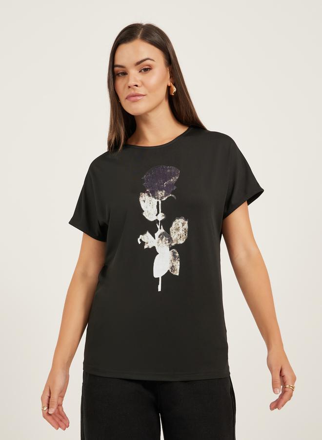 Styli Graphic Print Round Neck Regular Fit T-Shirt - Image 4