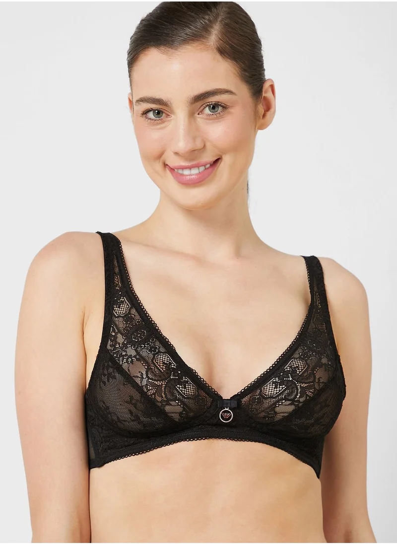 EMPORIO ARMANI Lace Trim Button Detail Bra